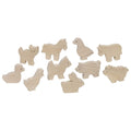Goki wooden farm animals, 10 animals in a bag