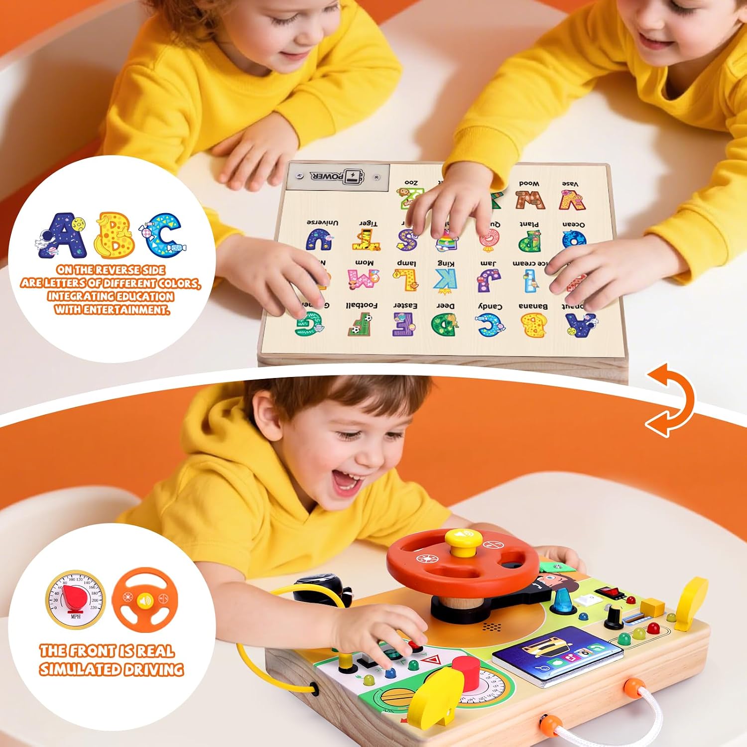 Hoarosall Montessori Leksaker Barn 1 2 3 år Busy Board med LED-strömbrytare Activity Board träleksak från 1 år motorikleksak sensorisk leksak pedagogisk Leksaker Gåvor Spel för bebisar barn