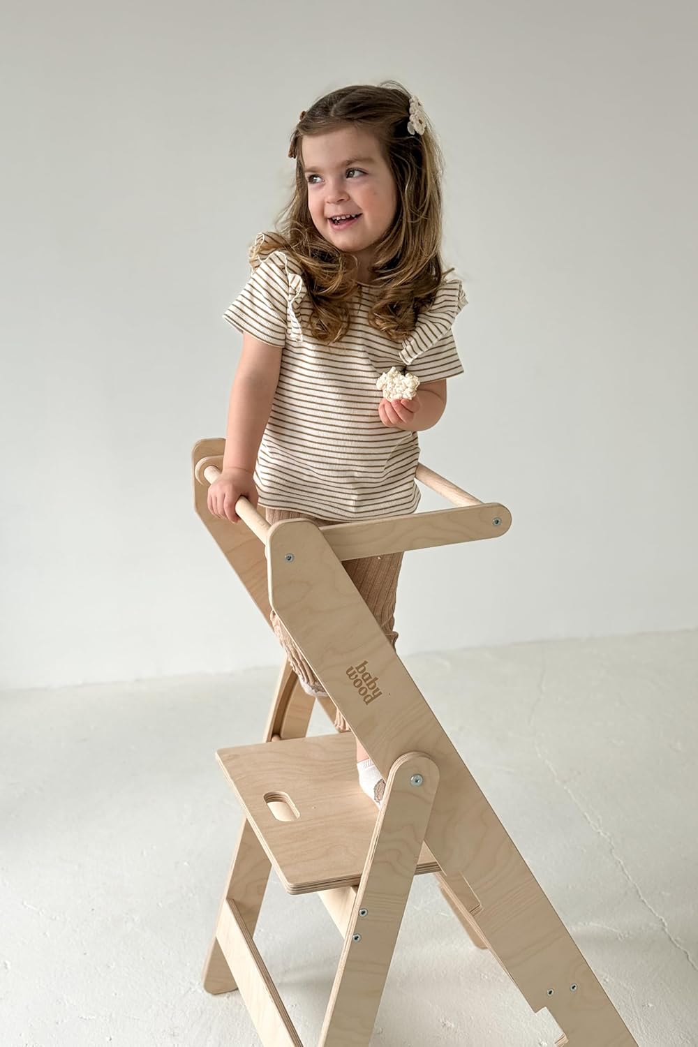 Lärotorn, hopfällbart av trä, kökstorn, kökshjälpare, Montessori-lärotorn, litet (olivgrönt)