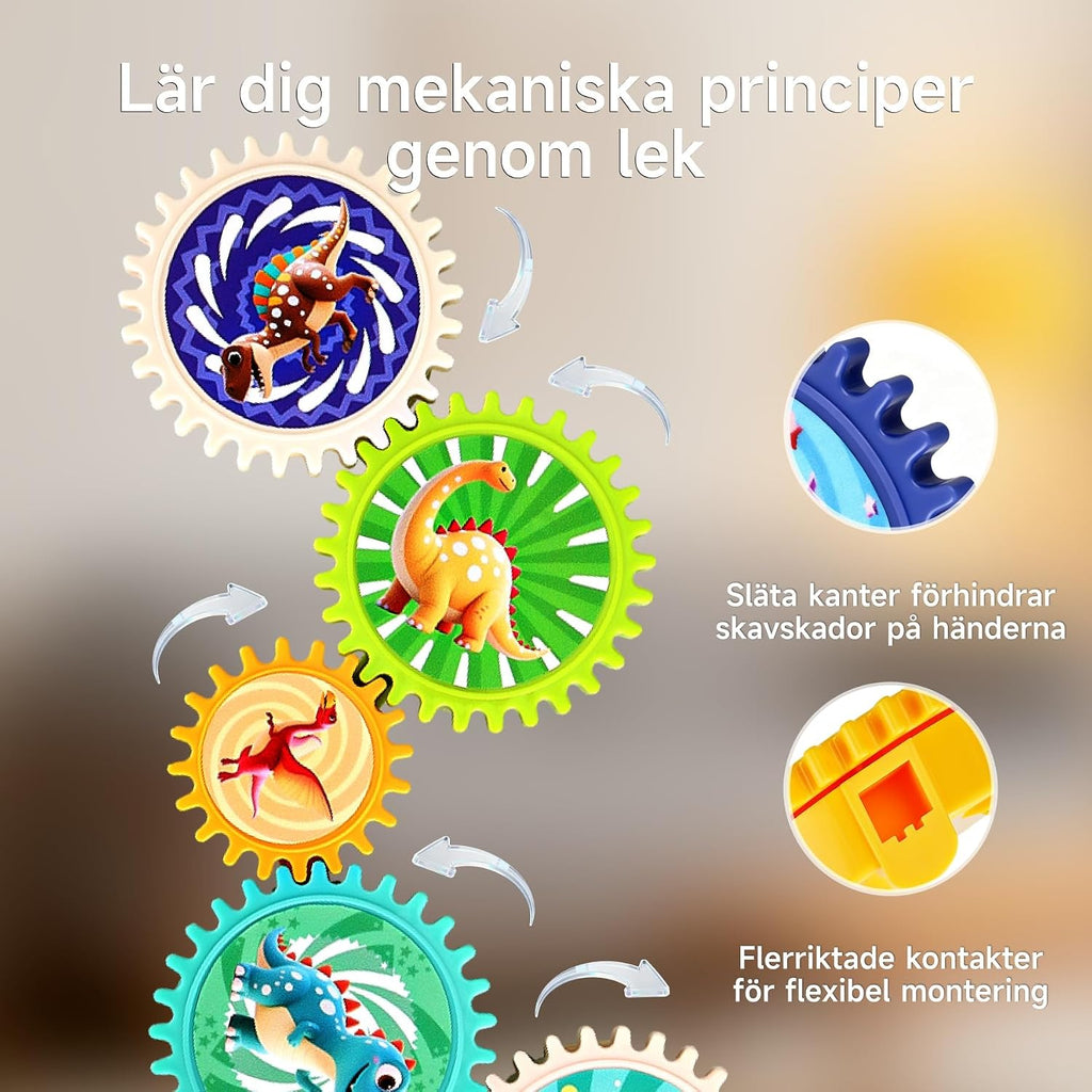 Kugghjulsleksaker för 3 4 5 Åringar, STEM-lärospel, Pedagogiskt Byggläror med Flera Monteringssätt, Främjar Fingerfärdighet, Färgkännedom och Kreativt Byggande