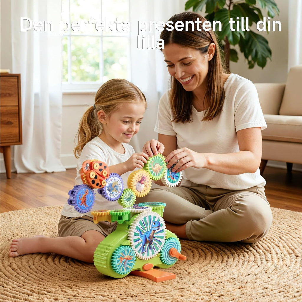 Kugghjulsleksaker för 3 4 5 Åringar, STEM-lärospel, Pedagogiskt Byggläror med Flera Monteringssätt, Främjar Fingerfärdighet, Färgkännedom och Kreativt Byggande