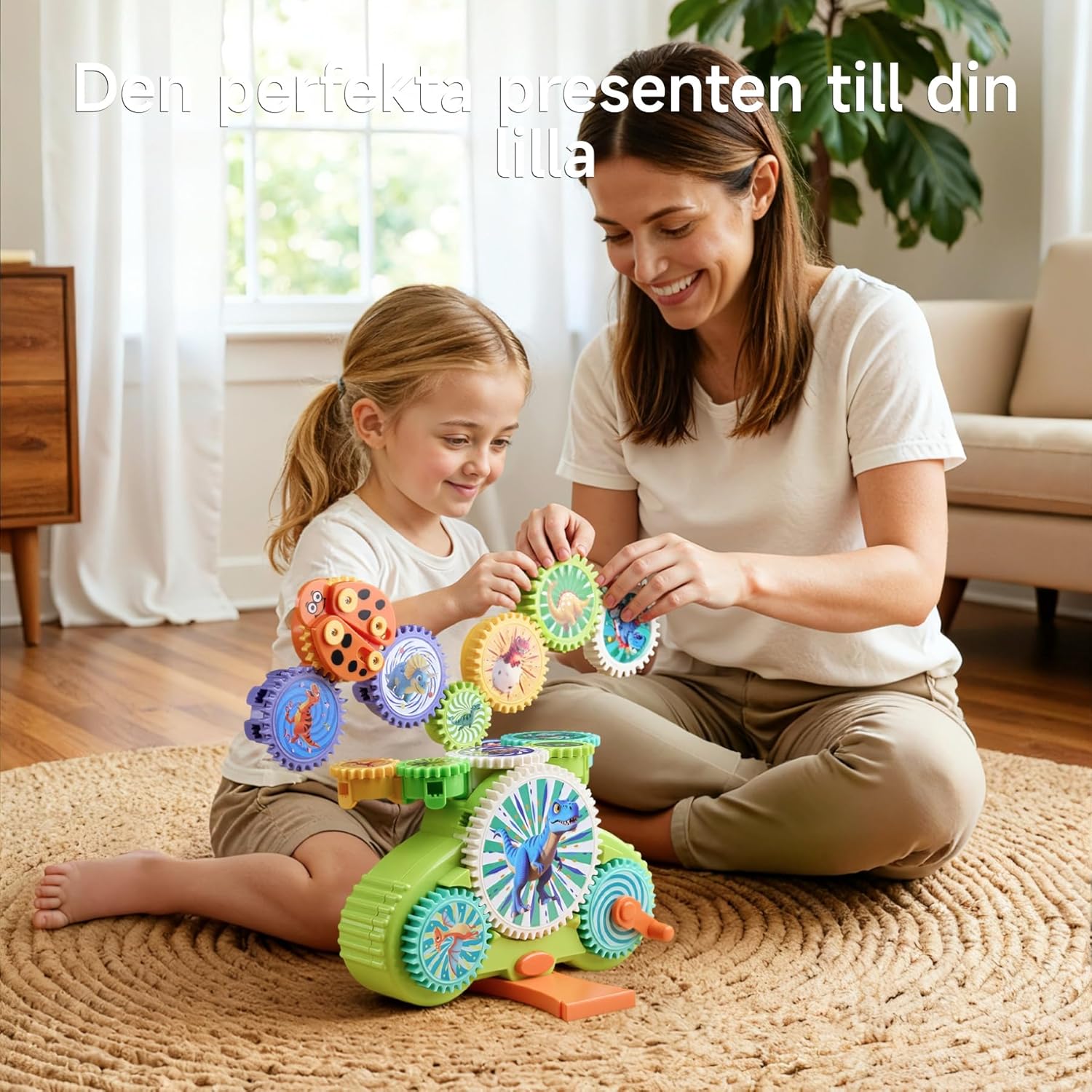 Kugghjulsleksaker för 3 4 5 Åringar, STEM-lärospel, Pedagogiskt Byggläror med Flera Monteringssätt, Främjar Fingerfärdighet, Färgkännedom och Kreativt Byggande