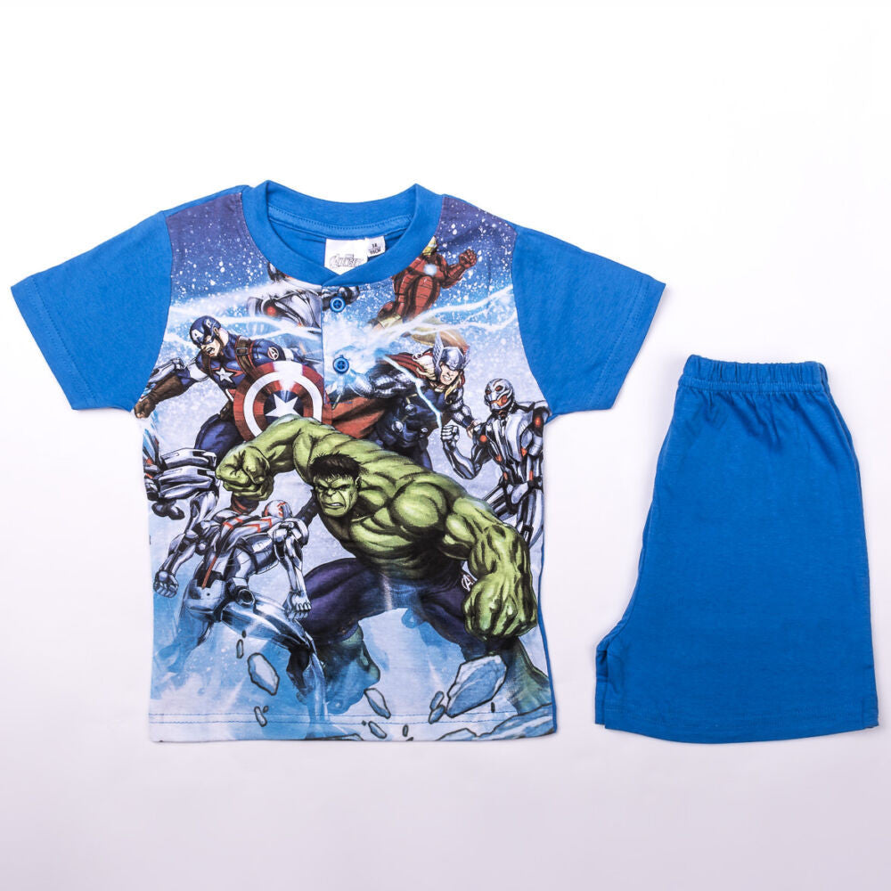 Short-sleeved cotton pajamas for kids - Avengers - Ultron - medium blue - 98