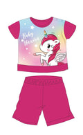 Unicorn Summer Short Sleeve Baby Pajamas - Cotton Jersey Pajamas - Pink - 86